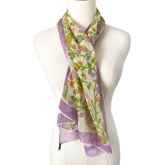 Vintage Baar and Beards 100% Silk Floral Scarf 60s-70s Style Print - Picture 1 of 4
